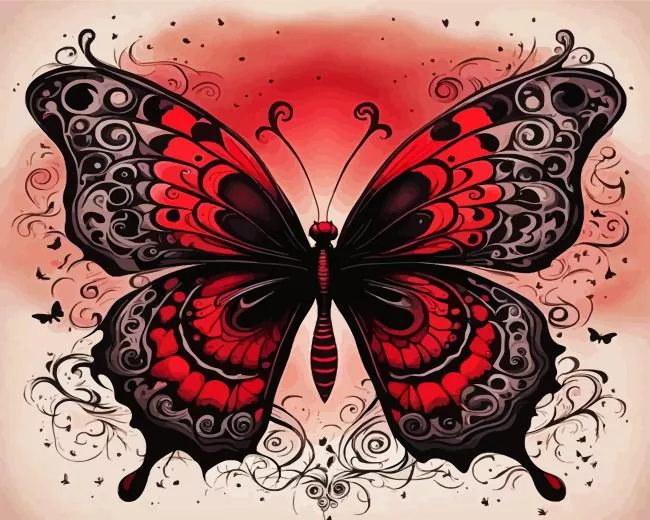 red butterfly Diamond Paintings Red Butterfly Diamond Painting