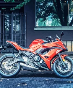 Red Kawasaki Motorcycle Diamond Painting
