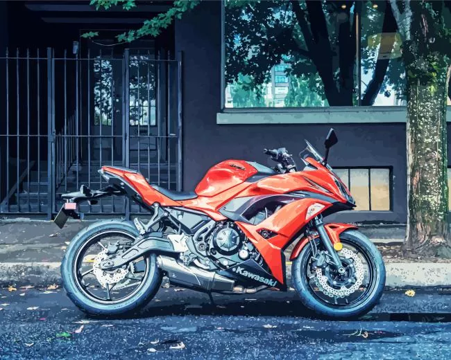 red kawasaki Motorcycle Diamond By Numbers Red Kawasaki Motorcycle Diamond Painting