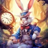 White Bunny Alice In Wonderland Diamond Painting