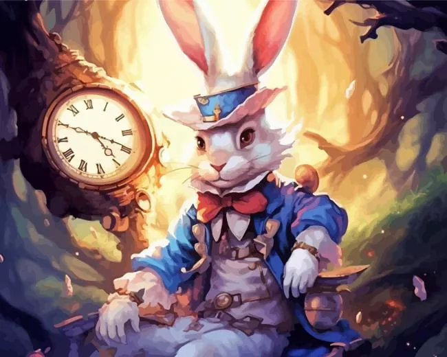 white bunny alice in wonderland Diamond Paintings White Bunny Alice In Wonderland Diamond Painting