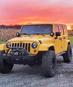 Yellow Jeep Wrangler Car Diamond Painting
